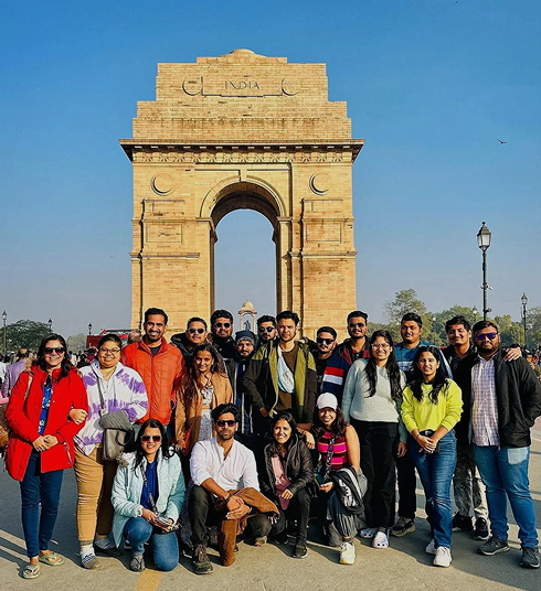 Malang travellers at India Gate on the Uttarakhand journey
